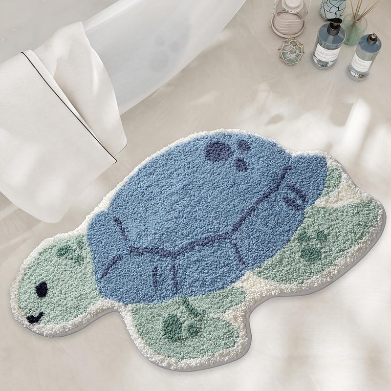 WREWING Ocean Animal Play Mat 20x33 Inch, Cute Animals Large Non Slip Super Soft Plush Area Rug for Kids Room Playroom Nursery Bedroom, Educational Washable Circular Floor Mat for Home Room Decorative - Image 2